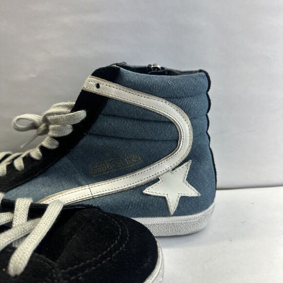 Golden Goose NWB Suede/leather Slide hightop Classic sneakers black/blue size 42 - Picture 3 of 16